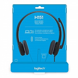 Logitech H151 Stereo Headset with Noise Cancelling Mic/ 3.5mm Jack - Black