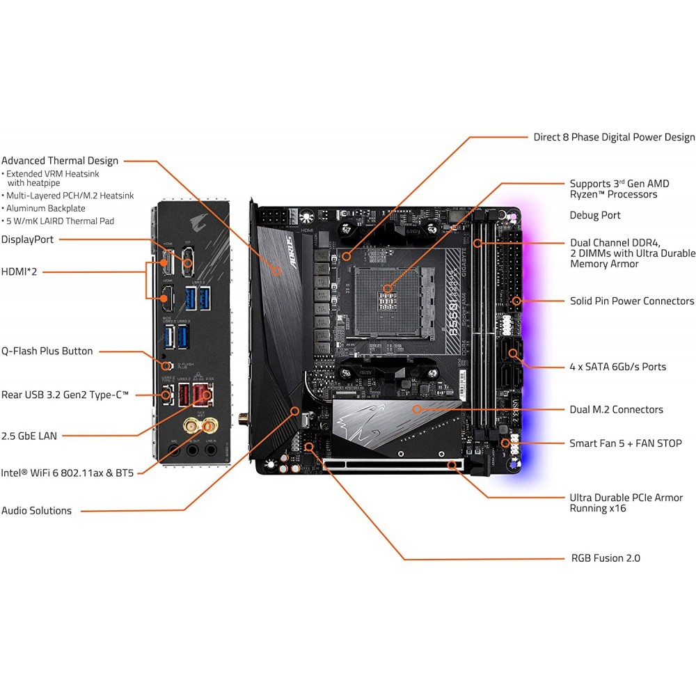 マザーボード GIGABYTE B550I AORUS PRO AX rev1.3 Amazon | GIGABYTE B550I AORUS PRO AX Rev.1.xマザーボード MiniITX
