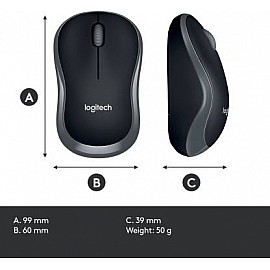 Logitech M185 Wireless Mouse - Grey
