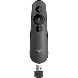 Logitech R500s Laser Presentation Remote with Dual Connectivity Bluetooth or USB for Powerpoint, Keynote, Google Slides, Wireless Presenter - Black