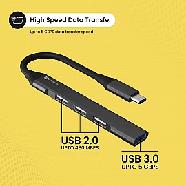 Portronics Mport 31C 4 Ports Type-C USB Hub Multiport Charging and Connecting Adapter - Compatible with Macbook (POR-1485)