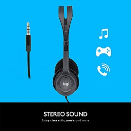 Logitech H111 Single Pin Wired Stereo Headset with 3.5mm Jack & 180° Rotating Microphone