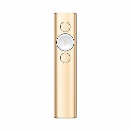 Logitech Spotlight Wirelss Presentation Remote (Advanced Digital Laser Pointer/ 30-Meter Operating Range/ Dual Connectivity/ 2.4 Ghz/ Bluetooth/ USB Receiver) - Gold