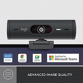 Logitech Brio 500 Full HD Webcam with Auto Light Correction, Show Mode, Dual Noise Reduction Mics, Webcam Privacy Cover, Works with Microsoft Teams, Google Meet, Zoom, USB-C Cable