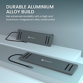 Portronics Mport 13C USB C Hub (13-in-1), Type C Docking Station with 4K HDMI, 3 x Type C, 4 x USB 3.0, Ethernet, VGA, SD/microSD Cards for Laptop, MacBook, PC and Other Type C Devices (Grey)