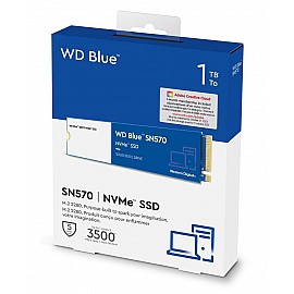 Western Digital WD Blue SN570 NVMe 1TB SSD (WDS100T3B0C) - Upto 3500MB/s, with Free 1 Month Adobe Creative Cloud Subscription, 5 Yr Warranty, PCIe Gen 3 NVMe M.2 (2280)