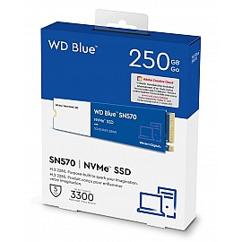 Western Digital WD Blue SN570 NVMe 250GB SSD (WDS250G3B0C) - Upto 3300MB/s, with Free 1 Month Adobe Creative Cloud Subscription, 5 Yr Warranty, PCIe Gen 3 NVMe M.2 (2280)