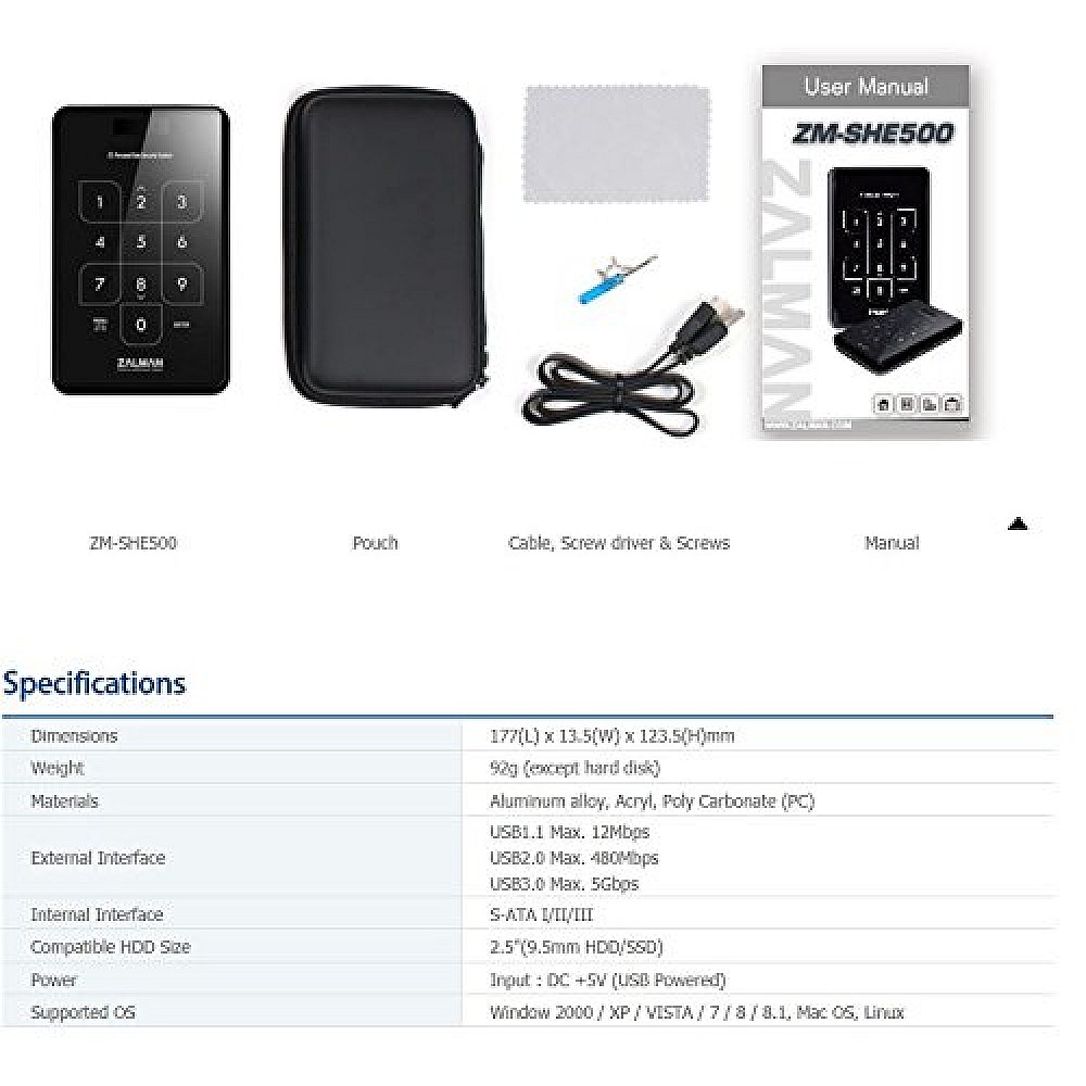 Zalman Password Protected External HDD Enclosure Best Price in India ...