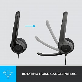 Logitech H390 USB Wired On Ear Headset for PC/ Laptop, Stereo Headphones with Noise Cancelling Microphone, USB-A, In-Line Controls, Works with Chromebook