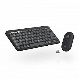 Logitech Pebble 2 Combo Wireless Keyboard and Mouse, Quiet and Portable, Customisable, Logi Bolt, Bluetooth, Easy-Switch for Windows, macOS, iPadOS, Chrome - Tonal Graphite