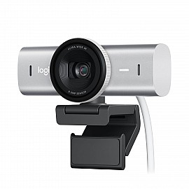 Logitech MX Brio Ultra HD 4K Collaboration and Streaming Webcam with 1080p at 60 FPS/ Dual Noise Reducing Mics/ Show Mode/ USB-C/ Webcam Cover/ Works with Microsoft Teams, Zoom, Google Meet - Pale Gray