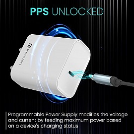 Portronics Adapto 25 25W Super Fast Type C PD Wall Charger for iPhone 15/14/13/12/11 All Pro,Max Series, Samsung Galaxy S/A/M/F Series & Other Type C Devices, PPS Protection, Fast Charging Adaptor