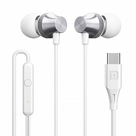 Portronics Conch Beat C in Ear Wired Earphones with Mic, Type C Audio Jack, 10mm Driver, 1.2m TPE Anti Tangle Wire, in line Mic Controls, Powerful Audio, Metal Alloy Body, Wide Compatibility - Silver