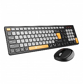 Portronics Key7 Combo Wireless Keyboard & Mouse Set with 2.4 GHz USB Receiver, 10m Working Range, 12 Shortcut Keys, Adjustable DPI, 10 Million Key Life & Click Life for PC, Laptop, Mac - Grey + Orange