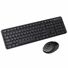 Portronics Key 8 Combo Wireless Keyboard and Mouse Set with 2.4 GHz Wireless, Large Keycaps, 104 Keys, Adjustable Mouse Sensitivity, 12 Multimedia Hotkeys, USB Receiver for PC, Laptop, Mac - Black