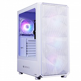 Zebronics Hornet Mid-Tower Premium Gaming Cabinet - ATX, 4 ARGB Fan, LED Control Switch, Window Tempered Glass Panel, USB 3.0, Top AIO Cooler support, Magnetic Dust Filter (White)