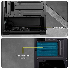 Zebronics Iceberg Premium Gaming Cabinet with support for mATX, Mini ITX/ Wraparound Tempered Glass/ 120mm Multicolor LED Ring Fans/ Top Magnetic Dust Filter/ 5 Fans Included (Black)