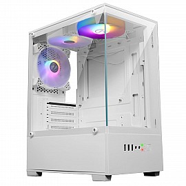 Zebronics Robust Premium Gaming Chassis with support for mATX | Mini ITX/ Wraparound Tempered Glass/ 120mm Multicolor LED Ring Fans/ Top Magnetic Dust Filter/ 3 Fans Included (White)