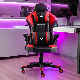 Zebronics GC1600 Gaming Chair with 360° Swivels and Casters/ 90°-125° Backrest Angle/ Heavy Duty Base and Frame/ Class 3 Gas Lift/ Spacious Seat/ Neck, Head Cushion/ Lumbar Cushion (Red)