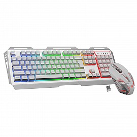 Zebronics Transformer Pro Gaming Wireless Keyboard and Mouse Combo with 2.4GHz/ Aluminum Body/ Built in Battery/ Multicolor LED Modes/ Type C/ Double Shot Keycaps/ up to 4000 DPI - White