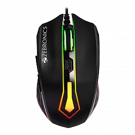 Zebronics Sniper Wired Gaming Mouse with 6 Buttons, Multicolor LED Lights, High Precision, DPI Switch with 800/1200/1600/2400 DPI’s, 1 Million Clicks, 87 Grams Light Mouse