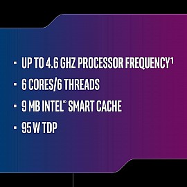 Intel Core i5-9600K 9th Generation Processor (3.70GHz, 4.60 GHz Turbo/ 6 Cores/ LGA1151 Socket/ 9MB Cache)