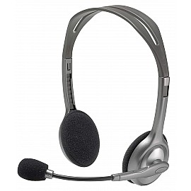 Logitech H110 Dual Pin Stereo Headset with Mic (Black, Grey, On the Ear)