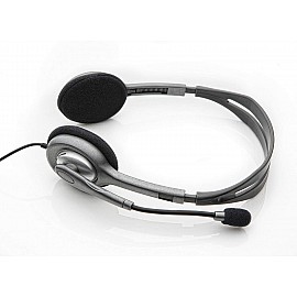 Logitech H110 Dual Pin Stereo Headset with Mic (Black, Grey, On the Ear)