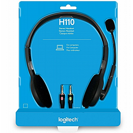 Logitech H110 Dual Pin Stereo Headset with Mic (Black, Grey, On the Ear)