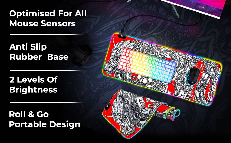 Zebronics Blaze XL (Red + White) RGB Gaming Mouse Pad Best Price